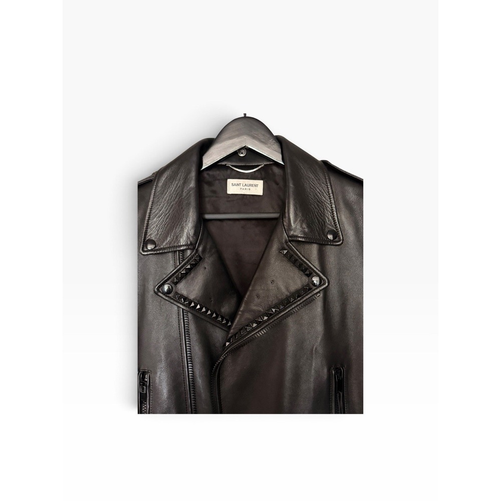 Saint Laurent Paris L01 Studded Lambskin Leather Biker Jacket – Black – Size 54 - Picture 8 of 16